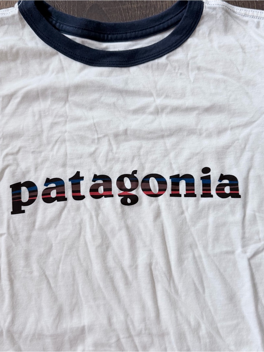 NWT Patagonia ‘73 Text Logo Organic Ringer Tee | Birch White | Small - Picture 4 of 5